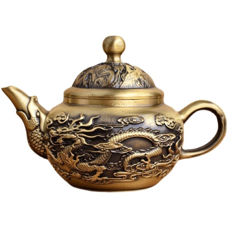 急須 おしゃれ 茶瓶 真鍮 ドラゴン フェニックス ポット インテリア 伝統 工芸品 装飾 アンティーク レトロ デコレーション