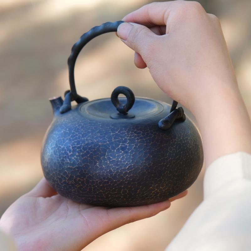 やかん レトロ ティーポット 赤銅 熟成 アンティーク 急須 伝統工芸 茶道具 和風 クラシックデザイン