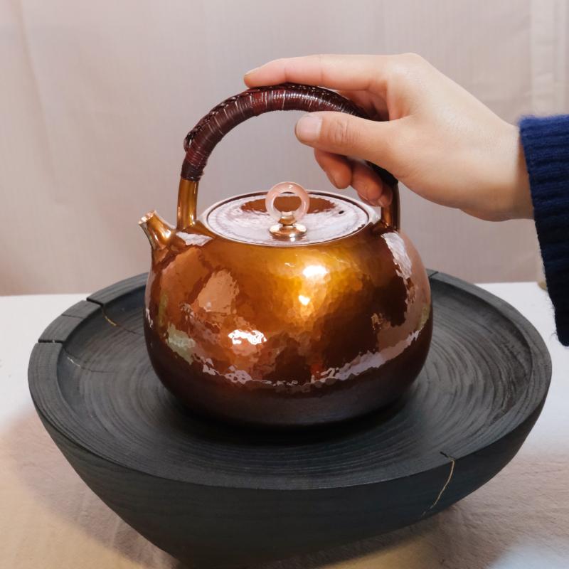 湯沸かし 和風 瓜 ポット 焼き色 原則として型 湯沸かし 赤銅色製 お茶入れ 急須 レトロ 珈琲造営 耐久性 熱伝わらす