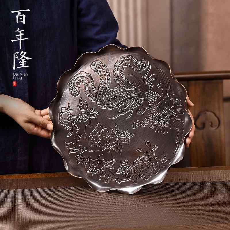お茶お盆 御盆 銅 身寄り用 カンフーティー ポットパッド 付属物 速見表お召しもの 差し上げ物 今めかしい ラウンド 差し上げ物 デイリー 茶道具 おもてなし 調理器具・製菓器具-キッチン用品・食器・調理器具