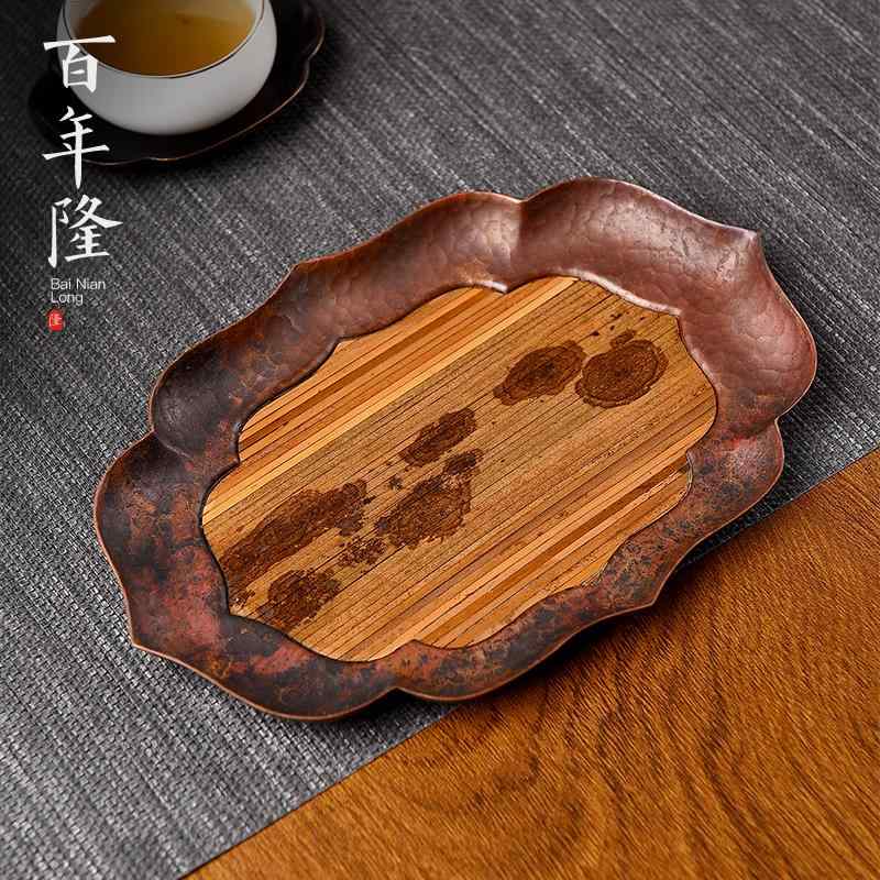 茶托 茶盤 ティーポットお盆 茶道具 茶器 レトロ 銅 ポットパッド 付属品 今めかしい 室内装飾 見せびらかす 一皿 おもてなし デイリー