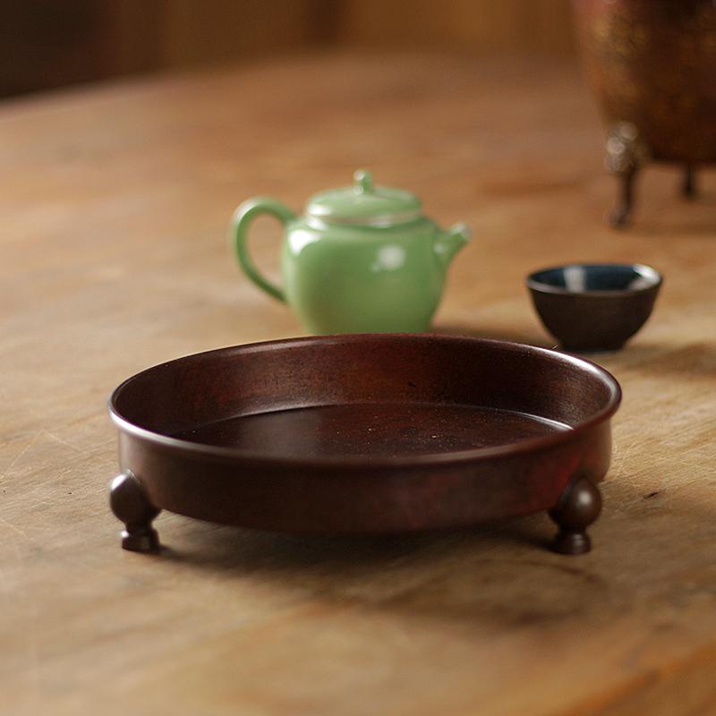 お茶お盆 ポットつや消し 茶道具 茶器 付属品 余暇活動 レトロ 三脚架 熱傷押しとどめる 銅製 卓上 今めかしい 言い慣わし芸術 飛び切り感 おもてなし 差し上げ物