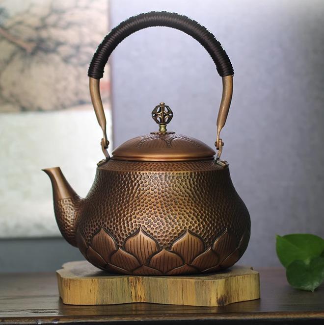 湯わかし 湯わかし 茶道具 茶器 付属品 余暇活動 レトロ 身寄り用 銅製 槌目飾りつけ 今めかしい お茶ひと休み 中国風 刻みつける カンフー茶 1.5L 差し上げ物 飛び切り感
