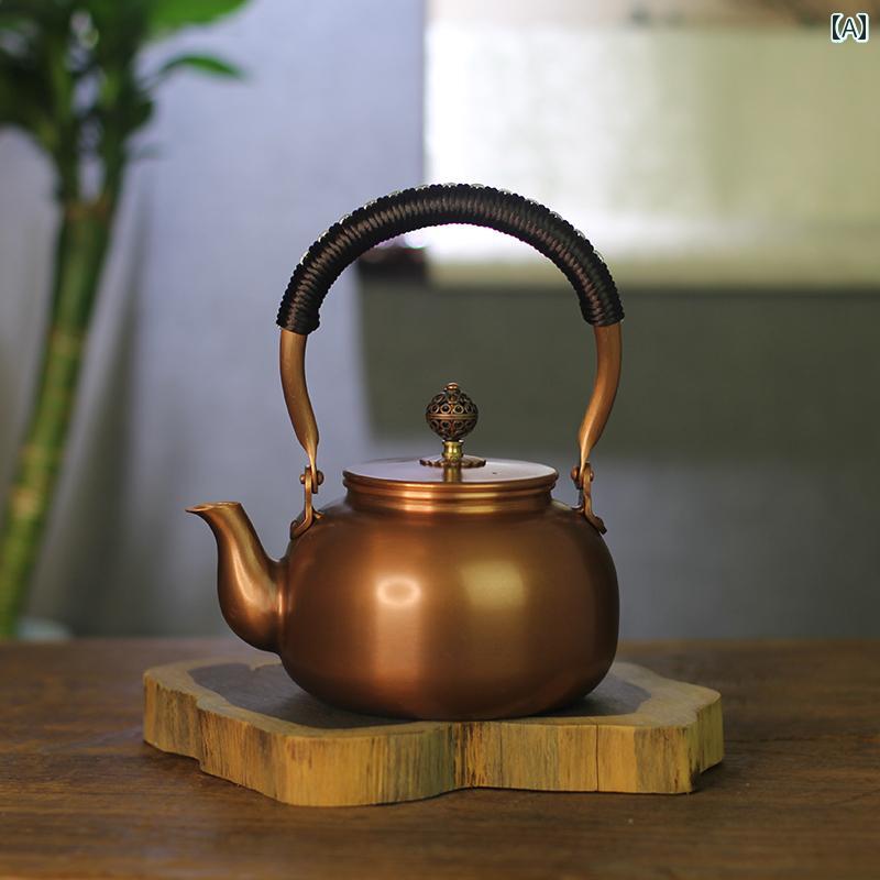 湯わかし 湯わかし 急須 ティーポット 身寄り用 茶道具 茶器 付属品 余暇活動 レトロ 銅製 差し上げ物 槌目飾りつけ 今めかしい 窈窕たる 心ゆかしい 言い慣わし芸術