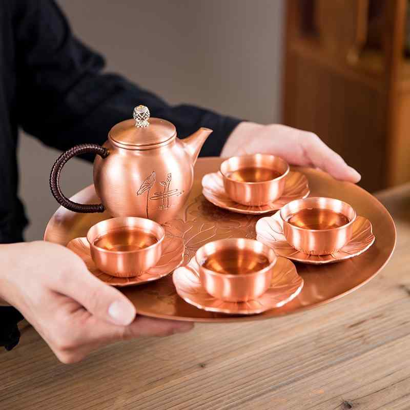 ティーポット 優勝杯 コースター 湯わかし 湯わかし 急須 湯呑 茶たく 茶道具 茶器 付属品 余暇活動 レトロ 弱められた 銅製 身寄り用 お茶お盆 御盆 差し上げ物
