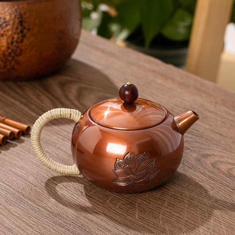 急須 ティーポット カンフーティー 茶道具 茶器 アクセサリー 趣味 レトロ 家庭用 銅製 プレゼント 伝統工芸 高級感 優雅 おもてなし ティータイム