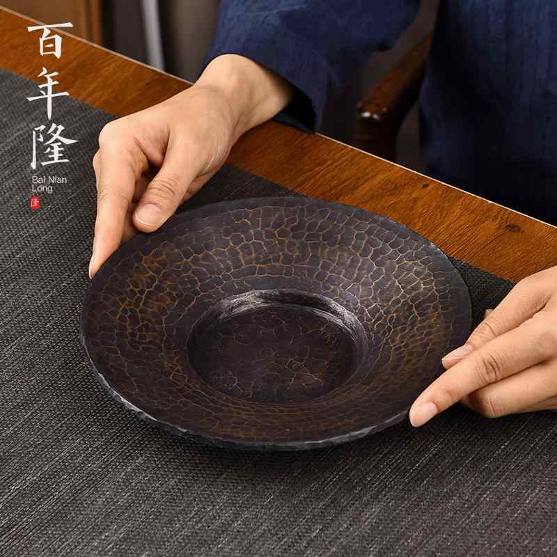 急須 ポット保持者 平円盤 茶道具 茶器 槌目飾りつけ 銅製 お茶お盆 ポットパッド 身寄り用 レトロ 室内装飾 茶盆 付属品 デイリー