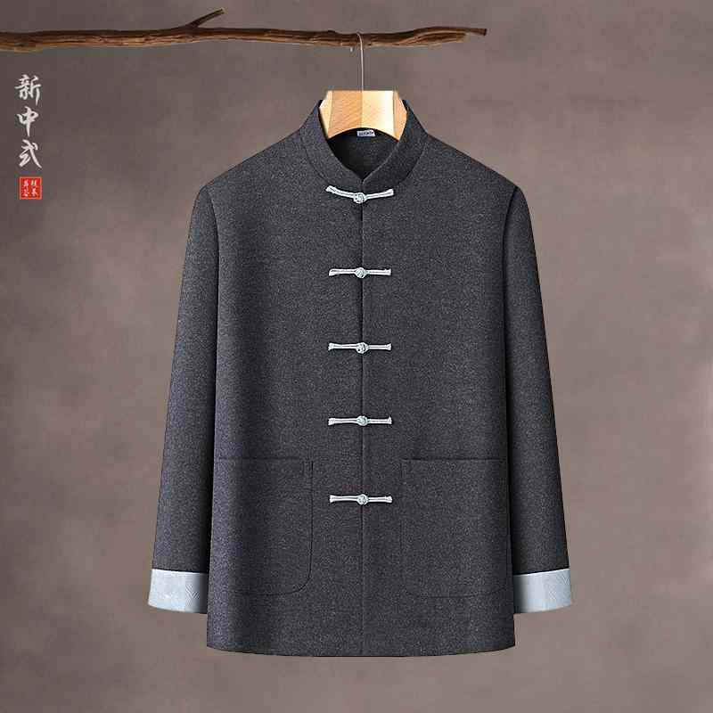 中華 上衣 カンフー服 メンズ 冬 羊毛 瀬戸もの風 レトロ シングル前胸部 心地好い 名取り草 エスニック 防寒 アウター ゆったり 照明ランプ色つや 朦々たる 生あたたかい 長袖 厚地の外套