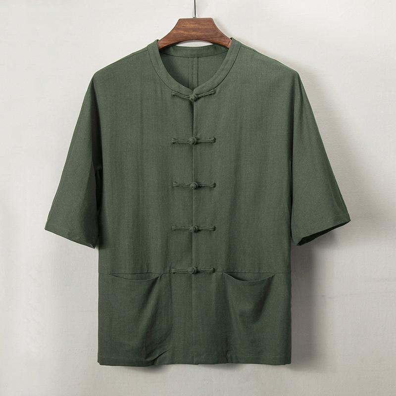 メンズ 紳士服 シャツ チャイナシャツ チャイナ風 半袖 大きいサイズ 夏 唐服 軽量素材 涼感 柔らか 伝統 エキゾチック シンプル カンフー 休日