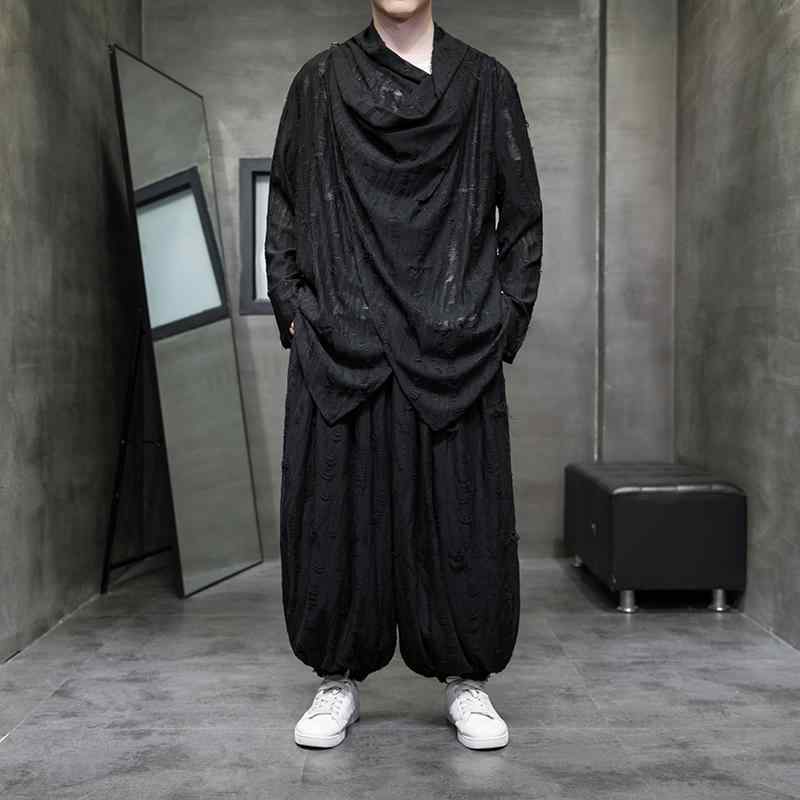 メンズ ２点セット チャイナ風 トップス パンツ おしゃれ デザイン オーバーサイズ ゆったり アウトドア セットアップ 伝統 エレガント