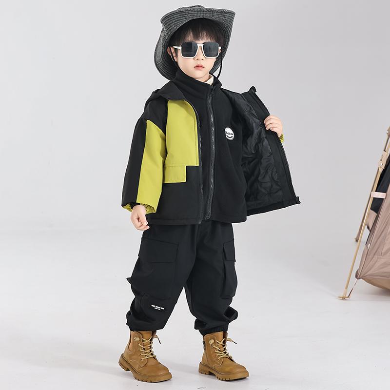 ジャケット コート アウター キッズ 子供 おしゃれ ファッション ライナー 男の子 スリーインワン キルティング 厚手 綿 秋冬 ストリート フード付き カジュアル