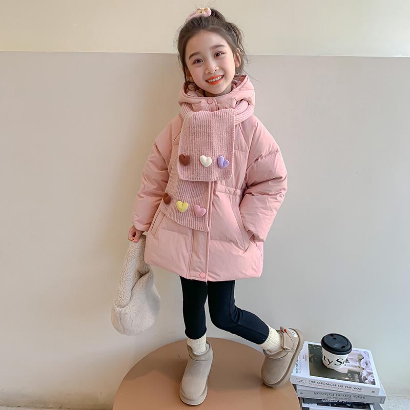 落ち込む上衣 厚地の外套 アウター キッズ 赤ちゃん 格好のいい 流行り物 お嬢さん 真っただ中丈 朦々たる ホワイトダックダウン 乳呑み子機材 冬 えり巻き 心地よい
