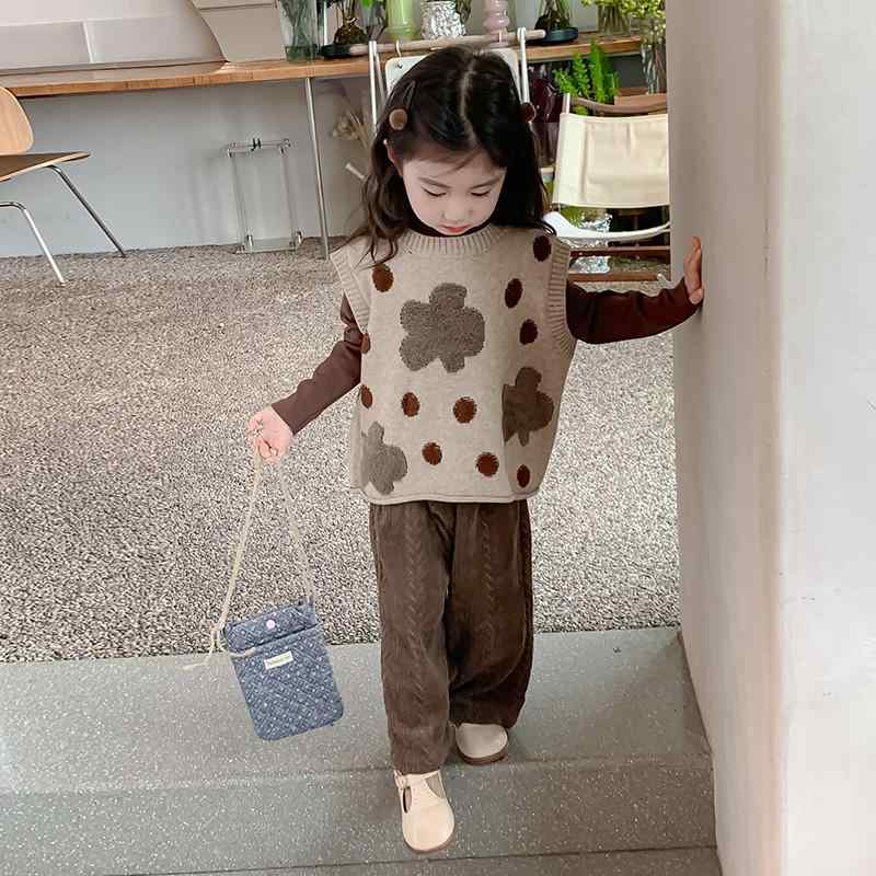 ベスト シャツ パンツ セットアップ ズボン キッズ 子供 おしゃれ ファッション 女の子 ニット セット 赤ちゃん用品 春秋 カジュアル かわいい ガールズ