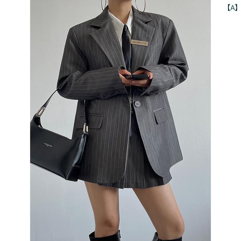 レディース テーラードジャケット パンツ スラックス ミニ スカート 高級感 ストライプ 女性 秋 Aライン プリーツ フレア ボトムス おしゃれ