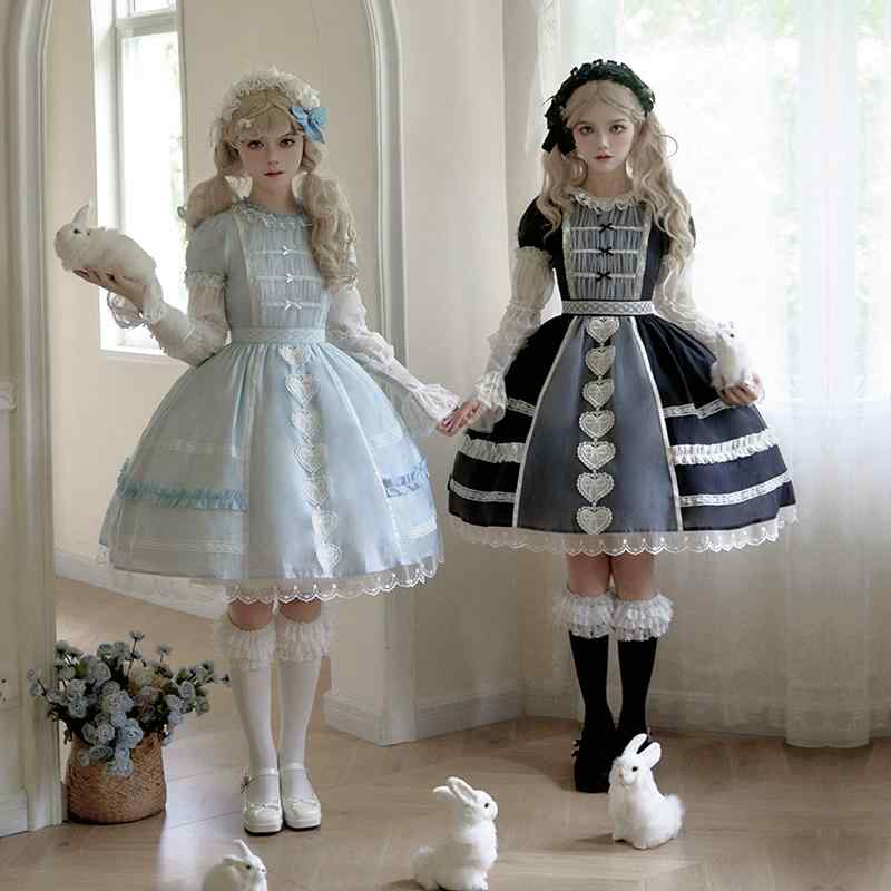 クラロリ ドレス ワンピース ロリータ レース フリル ハート 袖取り外し 半袖 衣装 ドール 少女風 お姫様 プリンセス ロマンティック ファンタジー メルヘン かわいい 4,956円