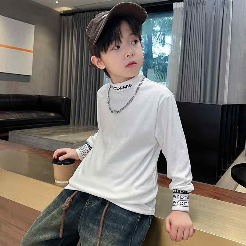 シャツ トップス キッズ 子供 おしゃれ ファッション 男の子 ハーフハイネック レイヤリング 秋冬 カジュアル シンプル 韓国 長袖 デイリー スタイリッシュ