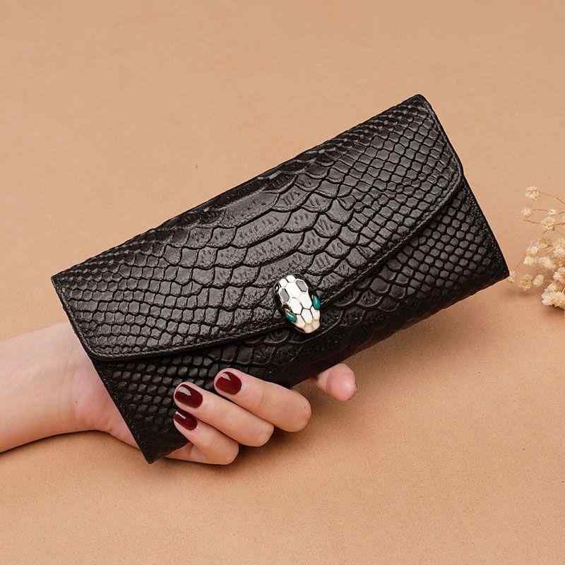 長財布 レディース ロング スタイル クロコダイル柄 ファッショナブル 女性 蛇 カード ホルダー 上品 モバイル収納