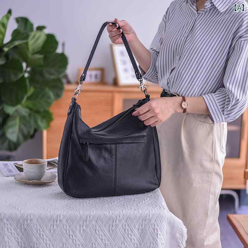ショルダーバッグ レザー カジュアル 普段使い レトロ レディース 大型 ソフトレザー カジュアル 牛革 革 大容量 バッグ 日常使い クロスボディバッグ 女性用