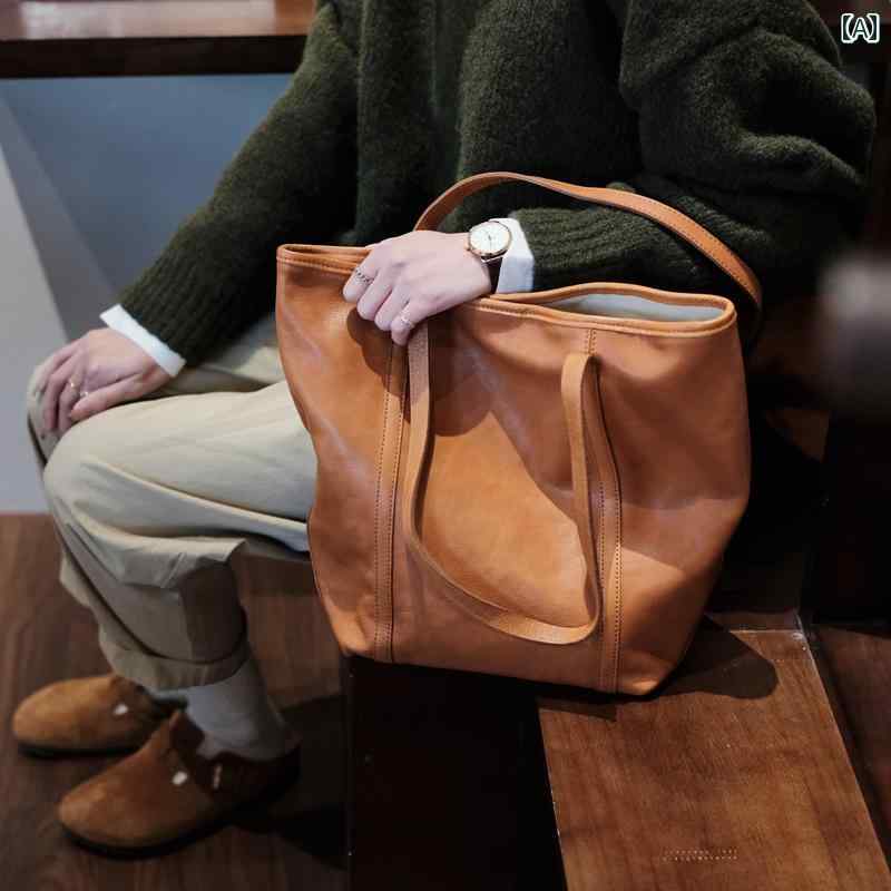 トートバッグ 普段使い 2way レザー カジュアル レトロ マルチ コンパートメント ラージ 多機能 レディース ショルダー 大容量 通勤 ソフトレザー A4
