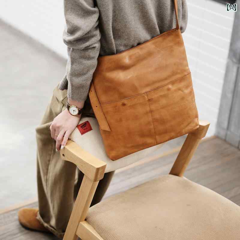 ショルダーバッグ レザー カジュアル 普段使い 植物 タンニン 鞣し 牛革 大型 斜め掛け可能 リラックス 大容量 バッグ 万能
