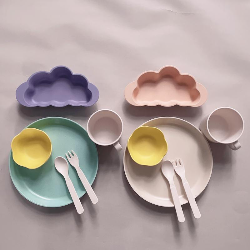 食器 プレート ボウル スプーン フォーク セット 子供用 赤ちゃん用品 離乳食 かわいい マカロンカラー ベビー クラウド 幼稚園 プレゼント シンプル パステル