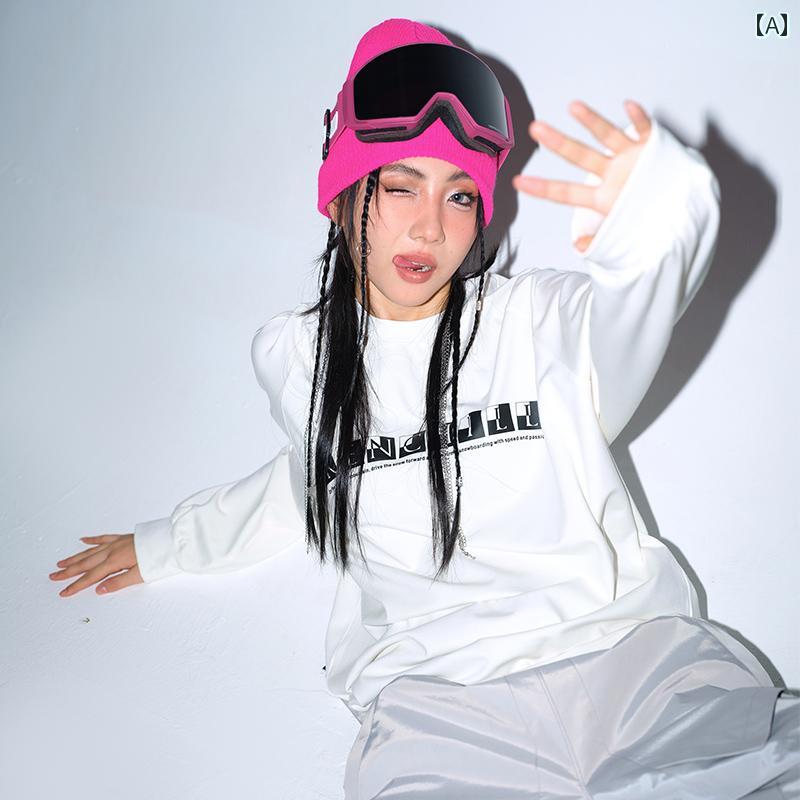 スノーボード Tシャツ トップス トレーナー スキー アウトドア モノクローム ブラック ホワイト 防水 通気性 暖かい 防風性 アクティブ 黒 白 デザイン 長袖