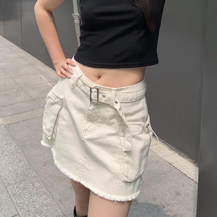 ミニスカート デニムスカート 春夏 トレンディ おしゃれ カジュアル ガーリー キュート 通学 休日 レジャー レディース ガールズ