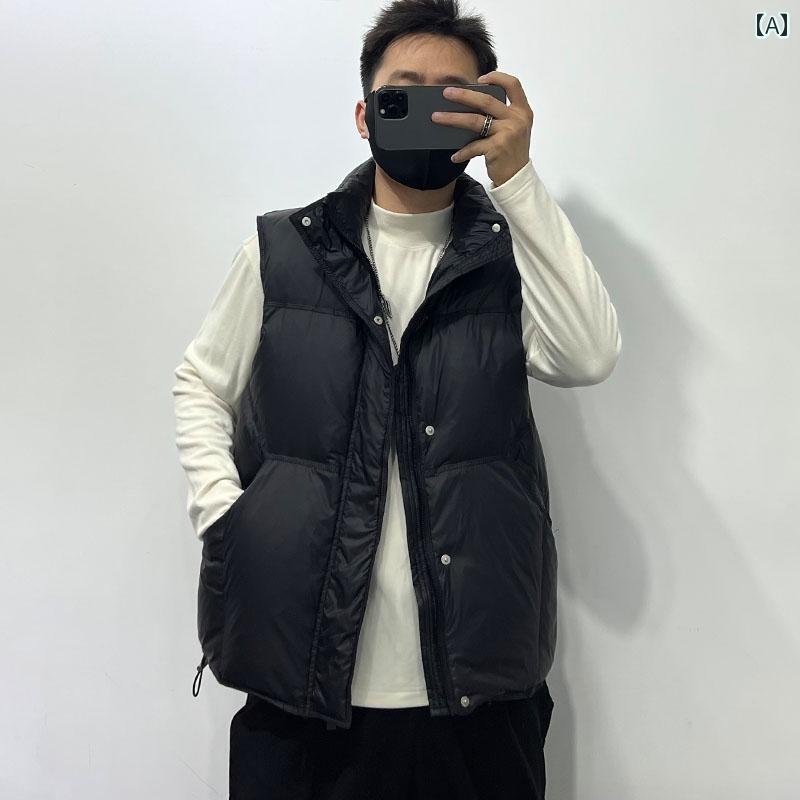落ちこむ上衣 より良い 冬 ホワイトダックダウン ベスト ジレ メンズ 流行り物 韓国表現スタイル 分かりやすい 御前上等感 心地よい 照明ランプ色合い 全能 ノースリーブ 上衣 アウターウェア