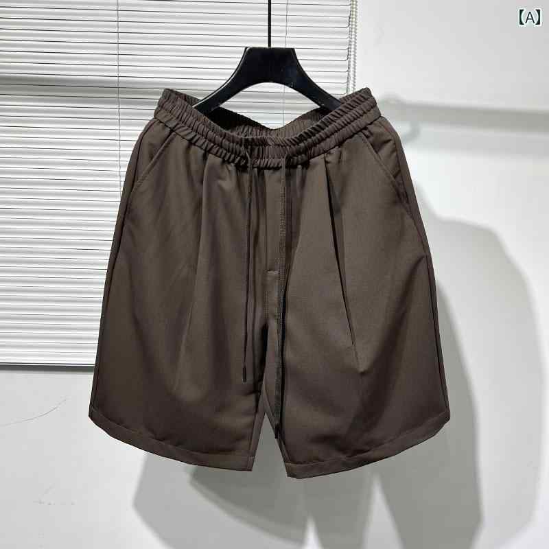 ハーフパンツ 夏 ダーク スタイル シンプル ノーアイロン ハンギング レトロ パンツ ズボン ボトムス メンズ 薄手 万能 5分丈 カジュアル 無地 スタイリッシュ 快適 日常使い モード リラックス