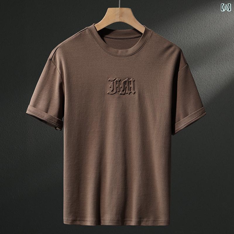 半袖 Tシャツ 男性用 ウール プリント トップス 無地 大人カジュアル スポーツ モダン 夏 レジャー