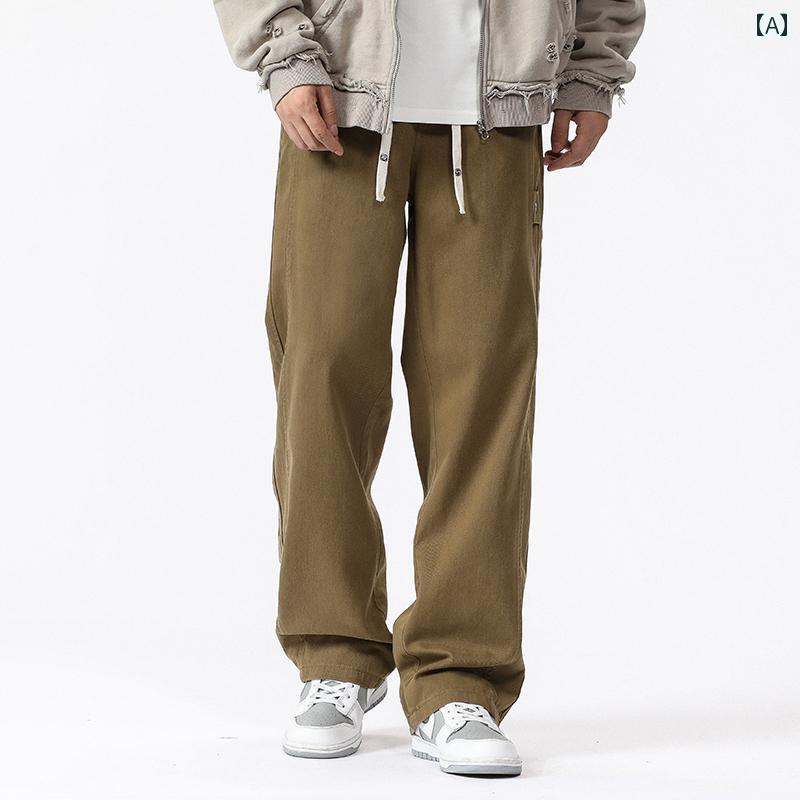 メンズ カジュアルパンツ 長ズボン ストレートパンツ 大きいサイズ ゆったり 秋冬 ベーシック シンプル 通学 レジャー 休日 デイリーユーズ