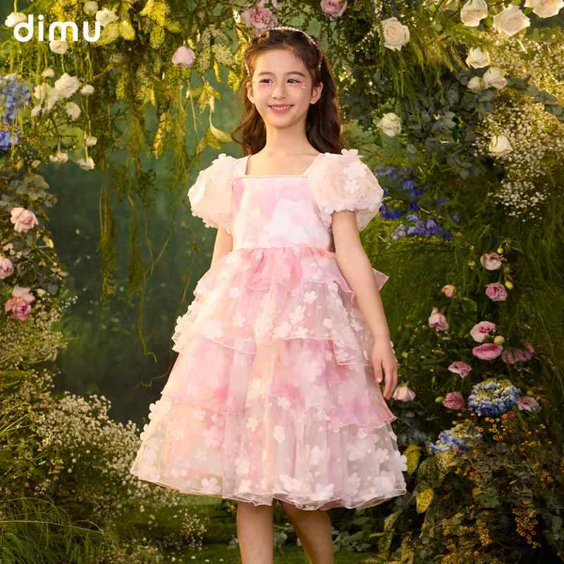 お嬢さん 衣裳 夏 愛くるしい ちびっ子服 キッズ ガールズ 御召しもの 告げ知らせる会 洋琴 姫御前風 パフ衣袂 メッシュ