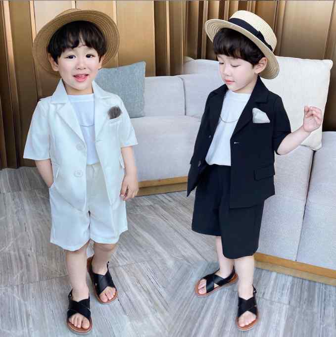子供服 キッズ スーツ セット 男の子 おしゃれ ボーイズ カジュアル 夏 半袖 韓国 パフォーマンス おでかけ 短パン 半ズボン サマー シングルブレスト