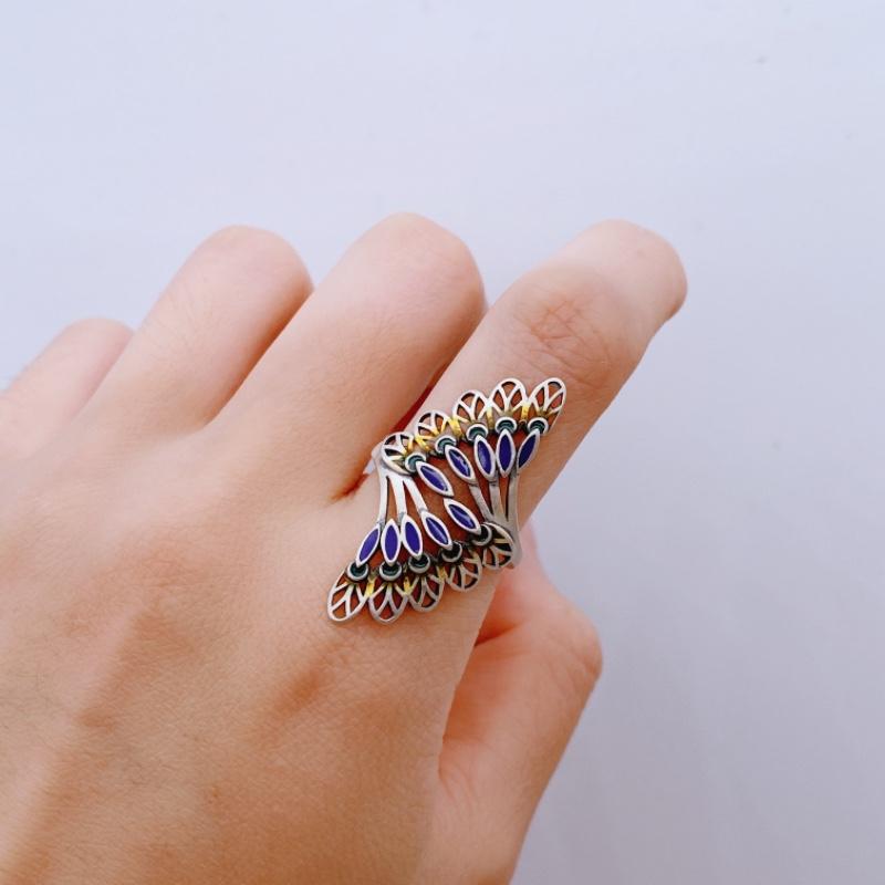 リング レトロ フェニックス シルバー ジュエリー エスニック エナメル レディース アクセサリー オールシーズン 指輪 リング