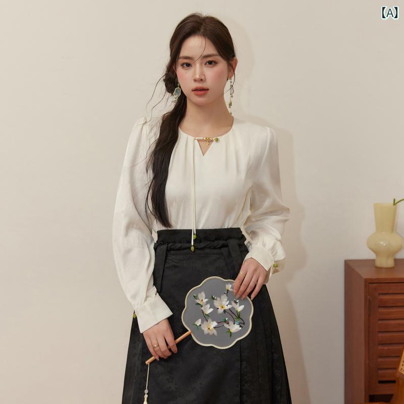 レディース 大きいサイズ 婦人服 トップス ブラウス カジュアル シンプル おしゃれ ぽっちゃり体型 ゆったり 春 チャイナ風