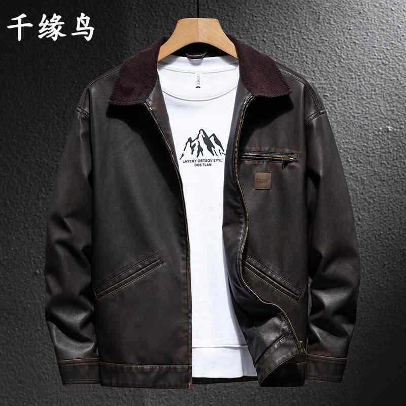 男性用 メンズ ジャケット ジャンバー ライダースジャケット フェイクレザー ビッグサイズ 春秋 長袖 クール アウトドア スポーティー ヘビーユーズ｜ラ・グラーヌ