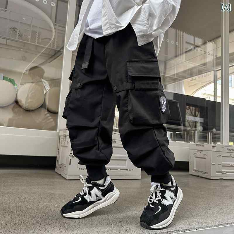 子供服 キッズ 男の子 カーゴ パンツ 春秋 ストレッチ ストリート ズボン 中高学生 薄手 カジュアル レジャー