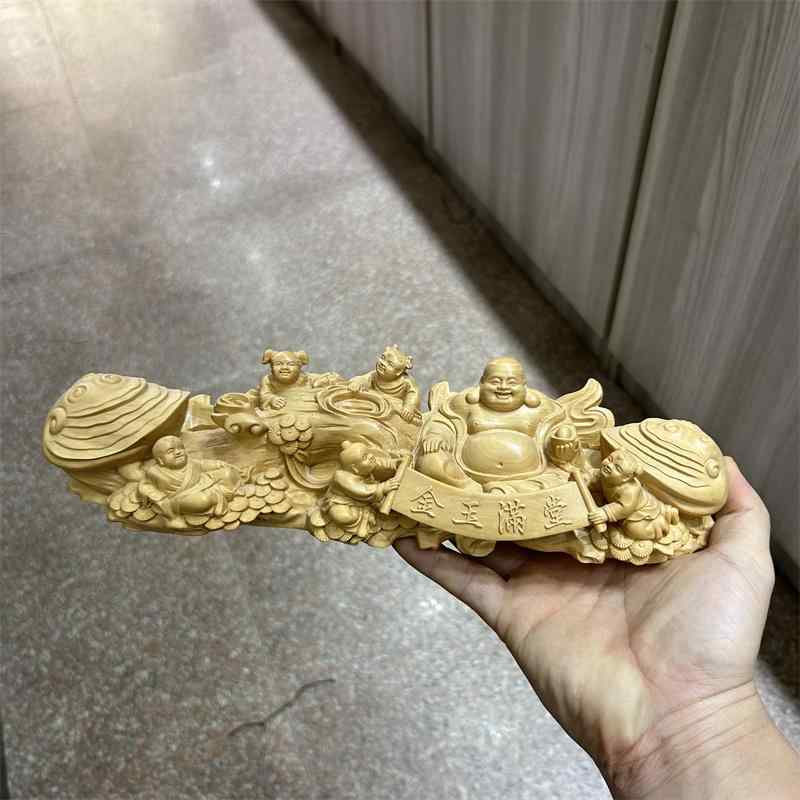 弥勒菩薩 布袋 七福神 置物 木製 仏具 神具 インテリア ディスプレイ 木製 レトロ 小物 アート 縁起物 彫刻 菩薩 仏像 仏陀 チャイナ風