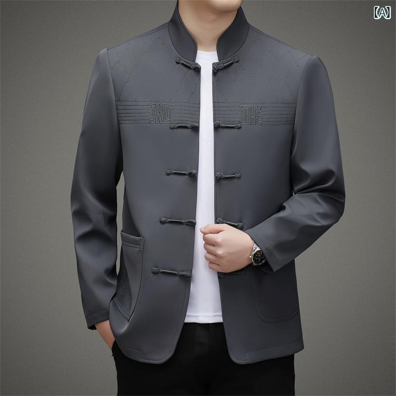 メンズ チャイナテイスト 上衣 中華服 中国 服 流行り物 心地よい 普段着 レトロ ゆったり 成人男性 気が大きい大きさ 年月
