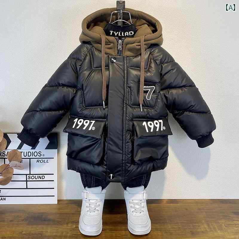 男の子 冬服 子供服 ジッパー ポリエステル繊維 防寒着 ダウンコットン キッズ 厚手 プラスベルベット コットンライナー
