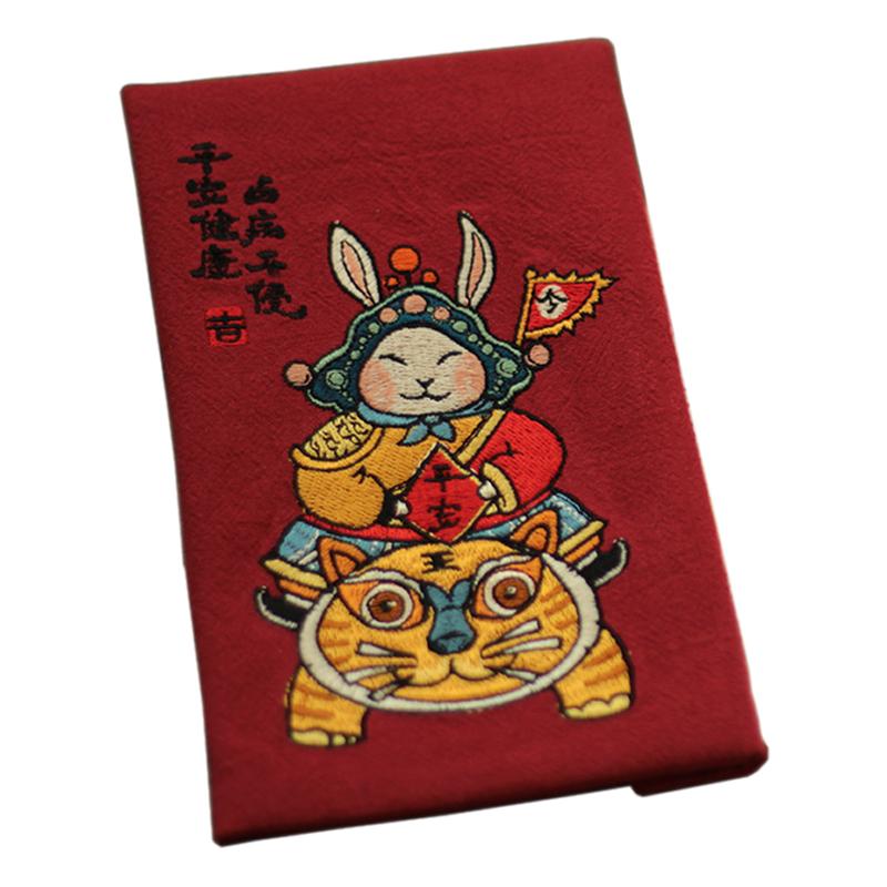 封筒 ウサギ 赤 バッグ 刺繍 干支 パケット財布 プレゼント おしゃれ お祝い チャイナ風 雑貨 ご祝儀袋入れ 小物入れ