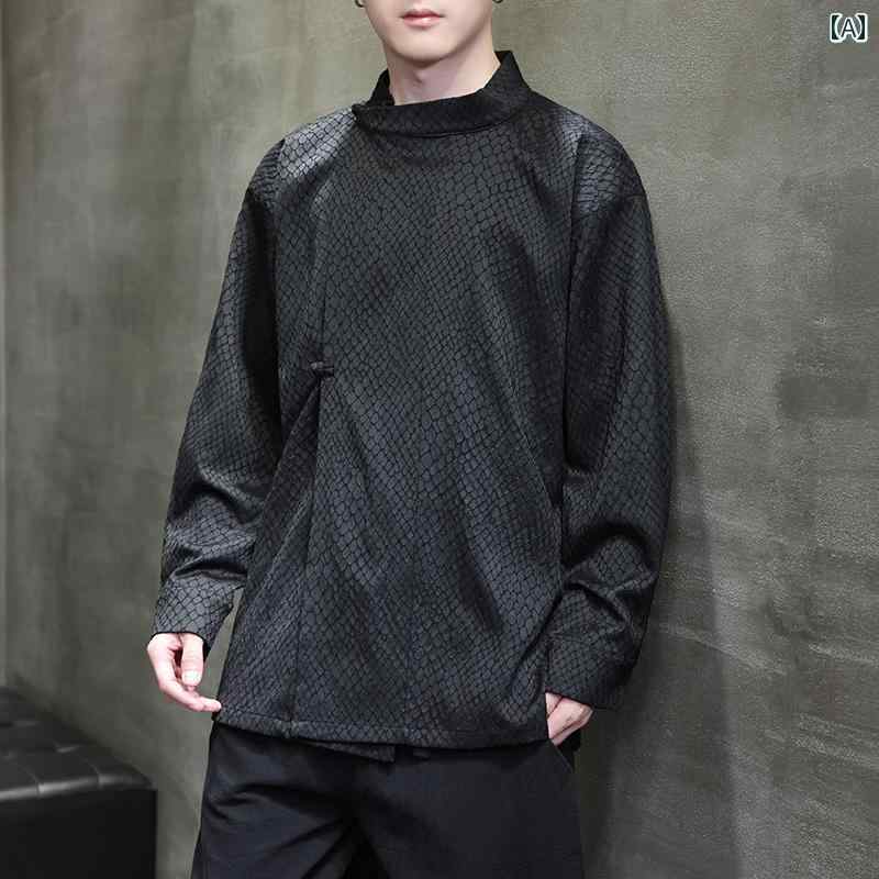 メンズ チャイナテイスト プルオーバー 中華服 中国 服 流行り物 心地よい 普段着 レトロ ゆったり 成人男性 気が大きい大きさ 年月