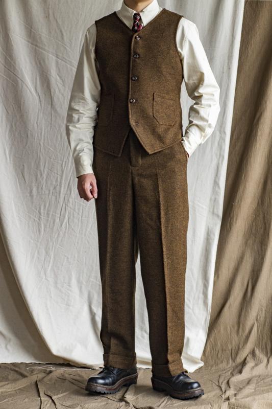 メンズ 男性用 パンツ スラックス ビジネスパンツ ウールツイード ハイウエスト 紳士服 高品質 シンプル モダン シック 高品質 ビジネス 出張 オフィスワーク 万能コーデ