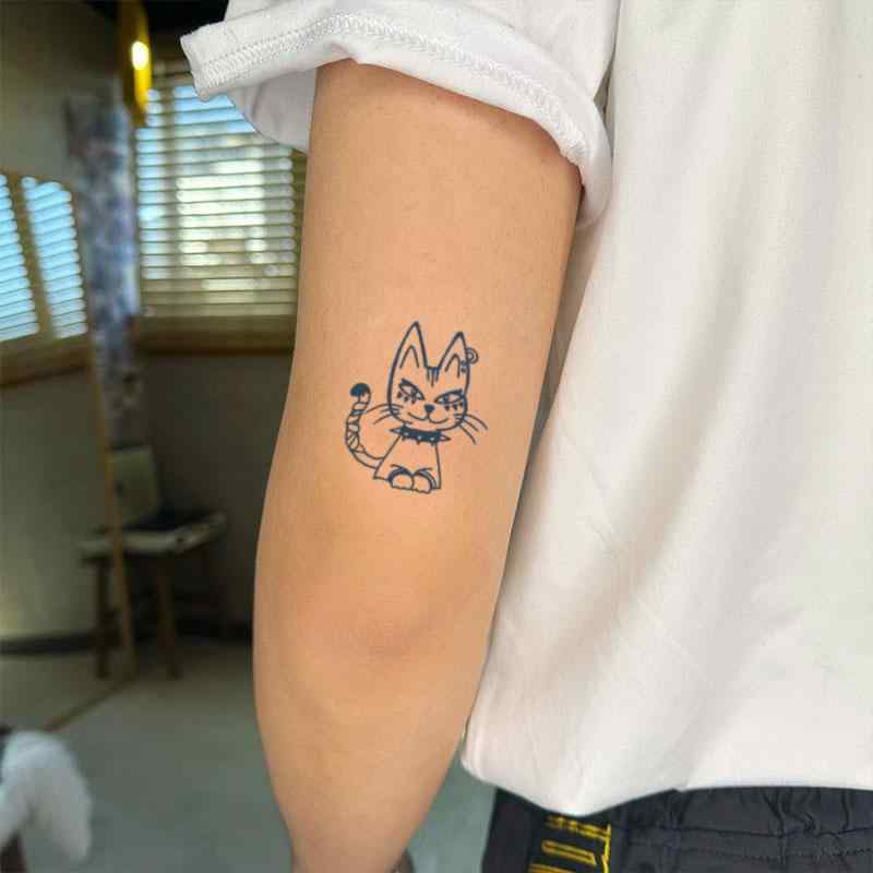 タトゥーシール パンク ロック 猫 ボディアート ファッション ワンポイント タトゥーシート 転写ステッカー 2週間 消える 防水 ウォータープルーフ 植物エキス 肌に優しい ナチュラル