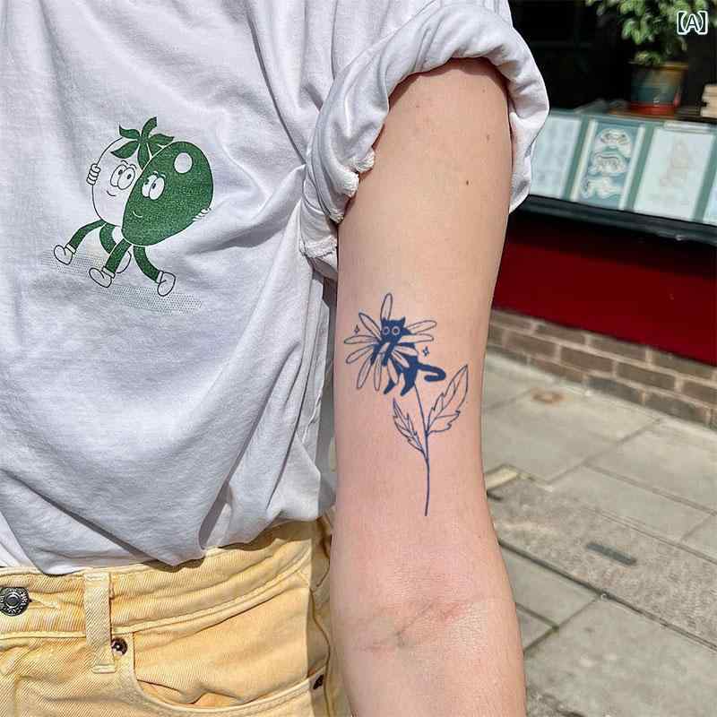 タトゥー シール ユニセックス 花柄 デザイン おしゃれアイテム 猫 デコレーション ボディアート アウトドア メンズ レディース かわいい