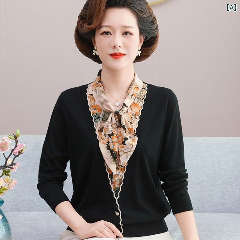 婦人服 ママ 秋 ツーピース セットアップ 中年 レディース おしゃれ トップス 50代 春秋 レイヤリング シャツ 2点セット
