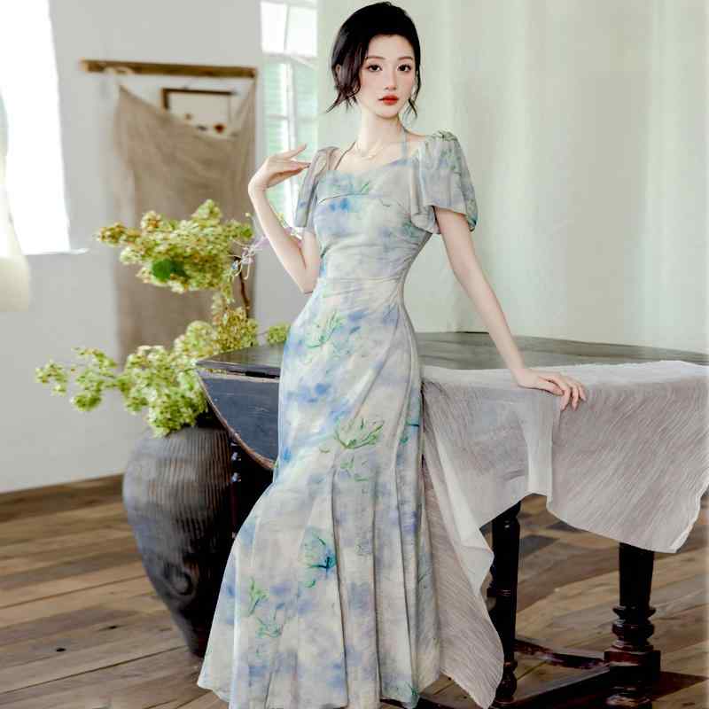 MIUMIU オリーブグリーン ノースリーブワンピース MIU MIU(ミュウミュウ) グレー テクニカルファブリック ドレス