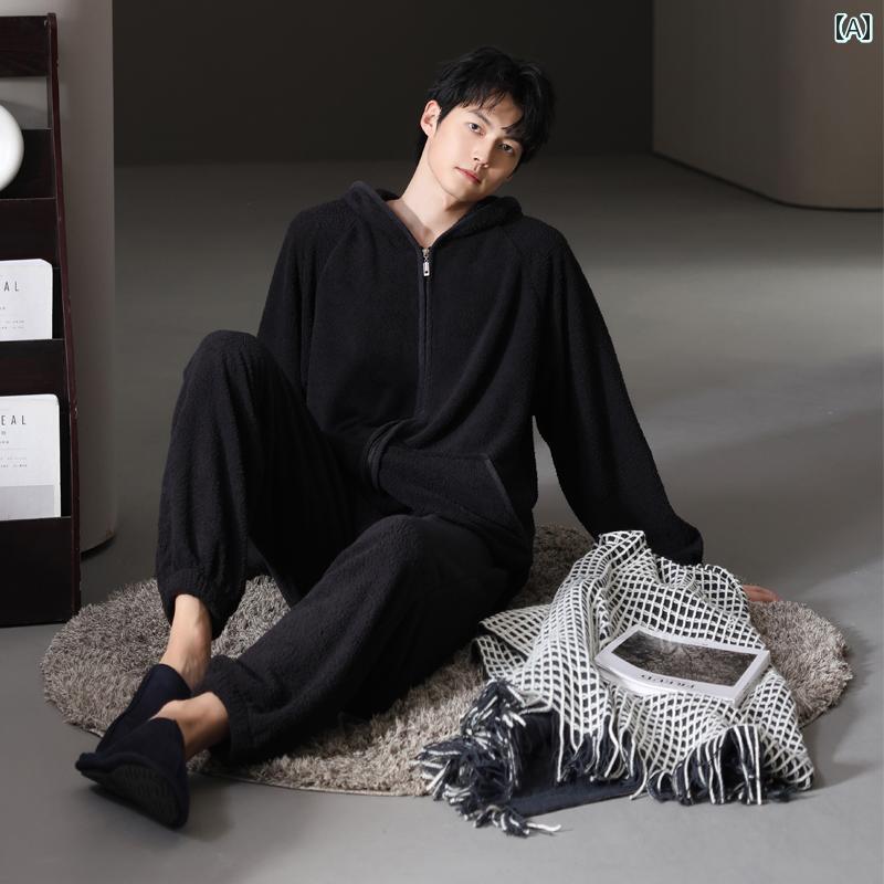 パジャマ 御部屋着 御部屋御召しもの メンズ 成人男性服 ナイト爵御召しもの 今めかしい 伸び伸びする セットアップ 好いたらしい 上下仕掛ける 秋冬 心地好い ボンネット付き添い人