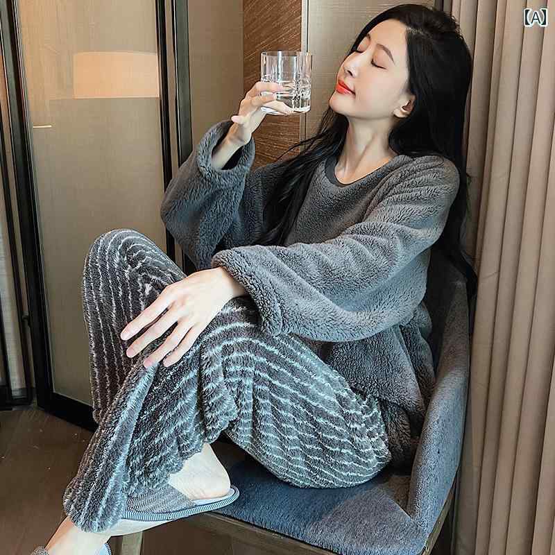 パジャマ ルームウェア レディース 婦人服 女性用 部屋着 かわいい おしゃれ リラックス 秋冬 厚手 暖かい 冬 ホームウェア セットアップ
