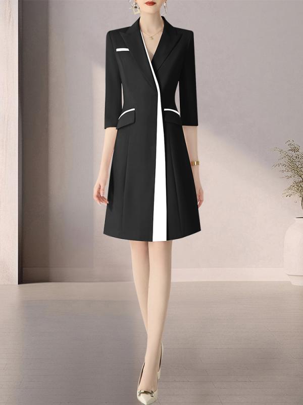 ワンピース スーツ きれいめ きちっと感 ドレス レディース 秋 スカート フォーマル オフィス ビジネス 摩耗 教師 美容 スタイリッシュ ブラック 七分袖 通勤 10,939円
